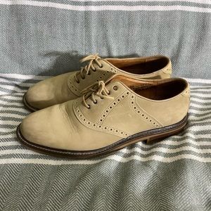 Johnston & Murphy Men’s Beige Suede Saddle Shoes 20-4173 Made In Italy Size 10